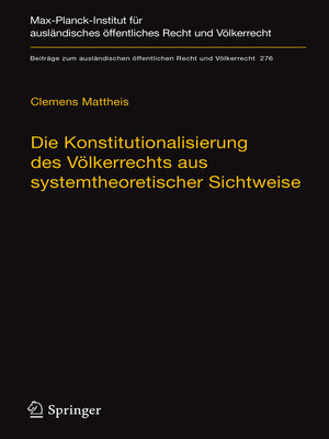 cover image of Die Konstitutionalisierung des Völkerrechts aus systemtheoretischer Sichtweise